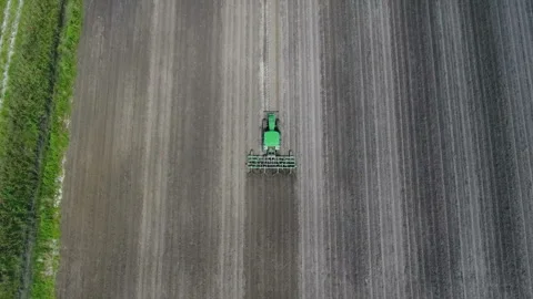 Tractor plowing drone Video stock 134987106