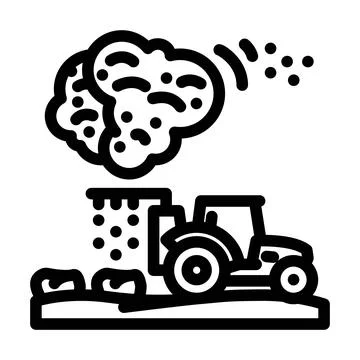 Tractor plowing field causing air pollution industrial smog Stock Illustration