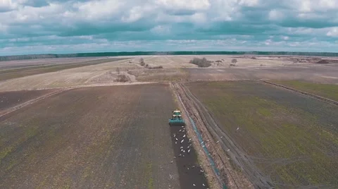 Tractor Plowing the Field Stock Footage 49514176