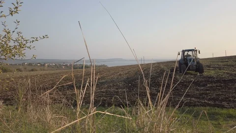 Tractor plowing field. Stock Footage 119163733