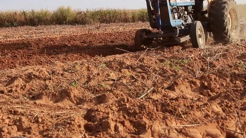 Tractor is plowing. Stock Footage 83573761