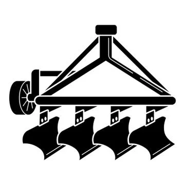 Tractor plowing icon, simple style Stock Illustration