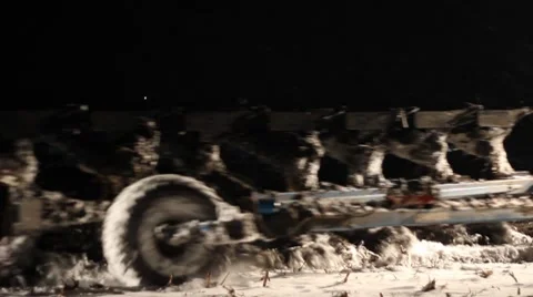 Tractor plowing at night Stock Footage 8961483