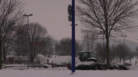 Tractor Plowing Snow Video stock 20474536