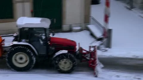 Tractor Plowing Snow Stock Footage 20475182