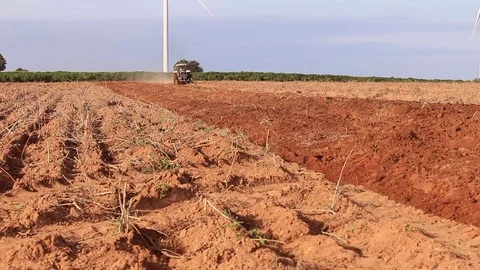 Tractor is plowing soil. Stock Footage 83575631