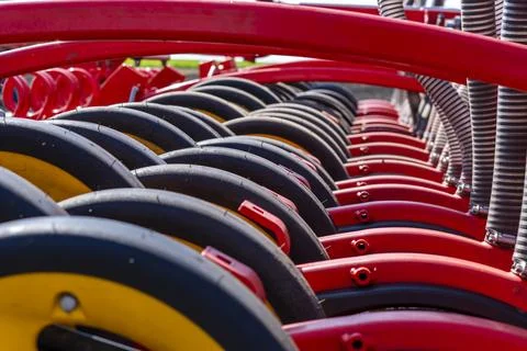 Tractor plows the field. Stock Photos