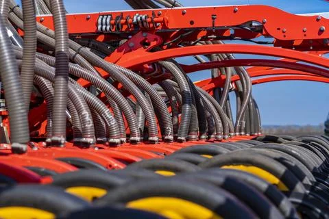 Tractor plows the field. Stock Photos