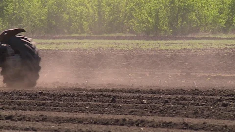 Tractor plows a field for seedlings Vidéo 123045719