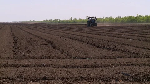 Tractor plows a field for seedlings Vidéo 123045731