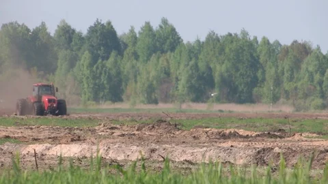 Tractor plows virgin soil Stock Footage 108166837