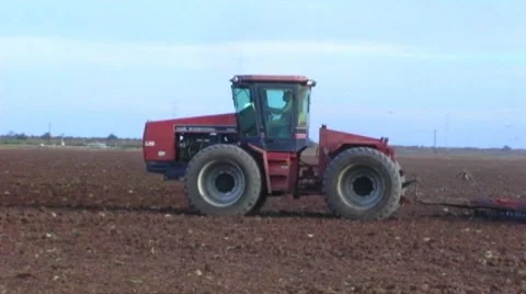Tractor Pulling Plow In Imperial Valley Farm Field Stock Footage 8750995