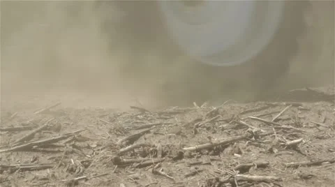 Tractor pulling a seeder and planting soybeans Stock Footage 11032636
