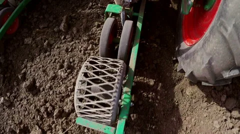 Tractor pulls machine for sowing peppers. Stock Footage 68148885