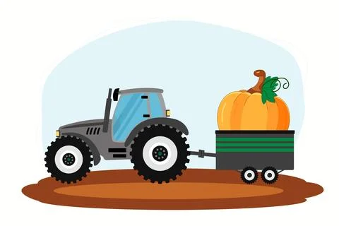 Tractor with pumpkin. Stock Illustration