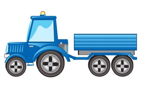 Tractor with pushcart Stock Illustration