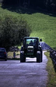 A tractor ready to plow a field. Stock Photos