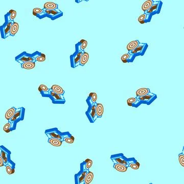 Tractor redneck isometric icon seamless pattern Stock Illustration
