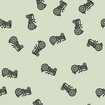 Tractor redneck line seamless pattern Illustrazione stock