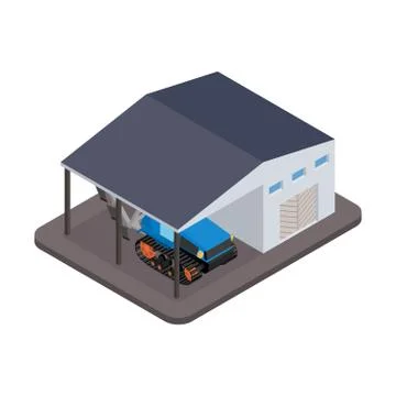 Tractor for repairs at the garage - vector illustration Illustrazione stock
