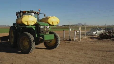 Tractor Returns from Day Labor Stock Footage 95614160