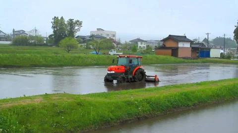 Tractor in a rice field. Stock Footage 8664905