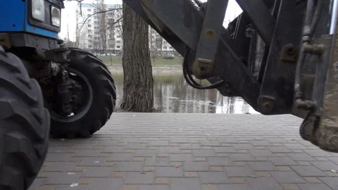 Tractor rides in slow motion Stock Footage 197267158