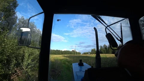 On a tractor off-road Stock Footage 114112243