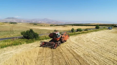 Tractor by the road Stock Footage 129711423