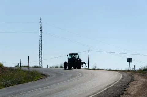 Tractor on the road Stock Photos