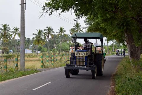Tractor on road Stock Photos