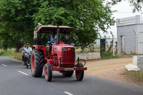 Tractor on road Stock Photos