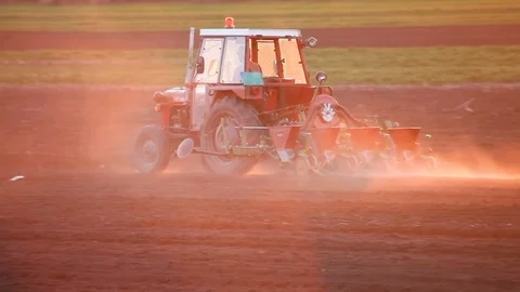 Tractor seeding Stock Footage 74492544