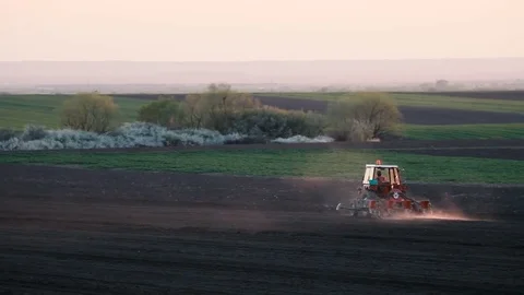 Tractor seeding Stock Footage 74492785
