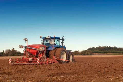 Tractor seeding Stock Photos