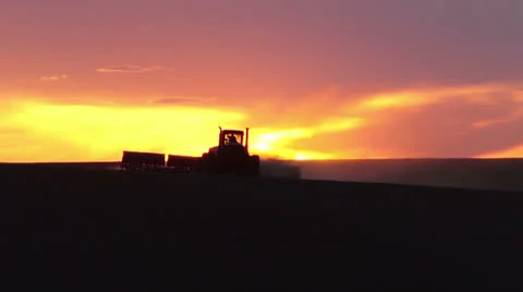 Tractor seeding spring wheat Stock Footage 22494045