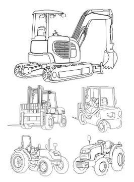 Tractor set illustration Stock Illustration