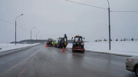 The tractor, on the side of the road 스톡 동영상 56291135