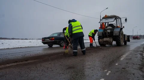 The tractor, on the side of the road Stock Footage 56291181
