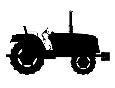 Tractor Silhouette In Isolation Stock Illustration