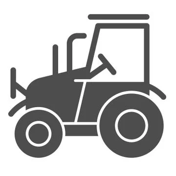 Tractor solid icon. Agrimotor vector illustration isolated on white. Agronomy Stock Illustration