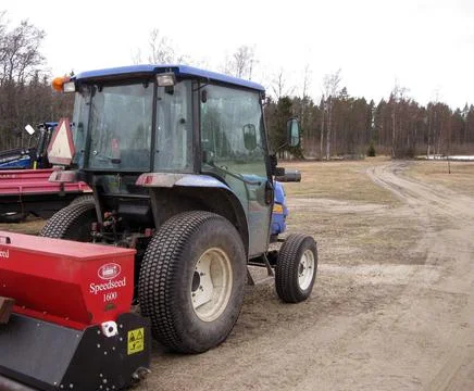Tractor with sowing implement Foto stock