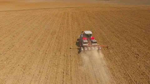 Tractor sowing seeds of corn. Stock Footage 63318111