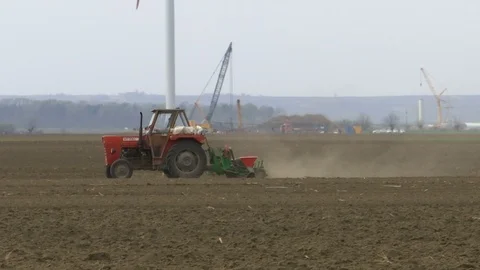 Tractor sown field Stock Footage 107375768