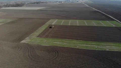 The tractor sows grain in the field. Stock Footage 126701719