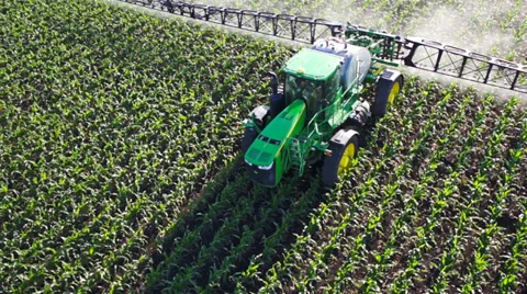 Tractor Sprayer aerial Stock Footage 33066777