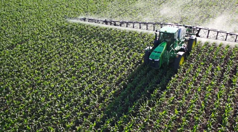 Tractor Sprayer aerial Stock Footage 33066831