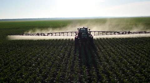Tractor Sprayer Flyover aerial Stock Footage 33066705