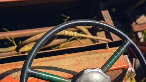 Tractor Steering.selective focus.soft focus the field for background. Stock Footage 92032036