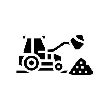 Tractor stone gravel loading machine glyph icon vector illustration Stock Illustration